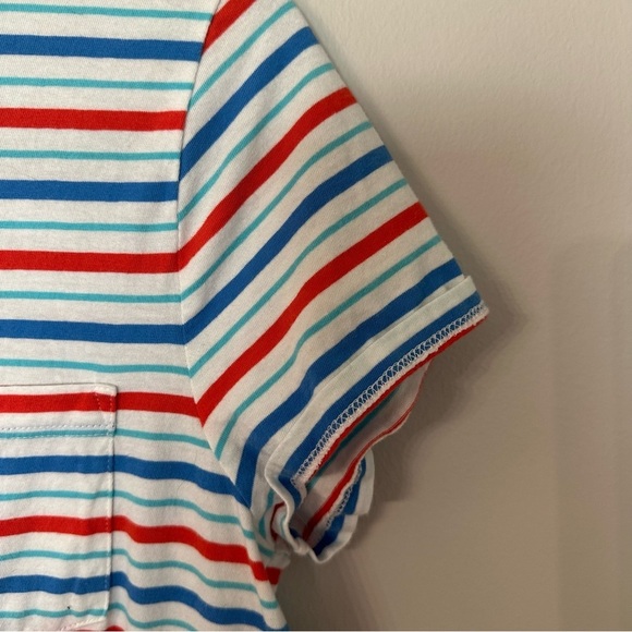 J. Crew Women’s Short Sleeve Crewneck Blue White & Red Striped Dress Sz M GUC - Picture 4 of 7
